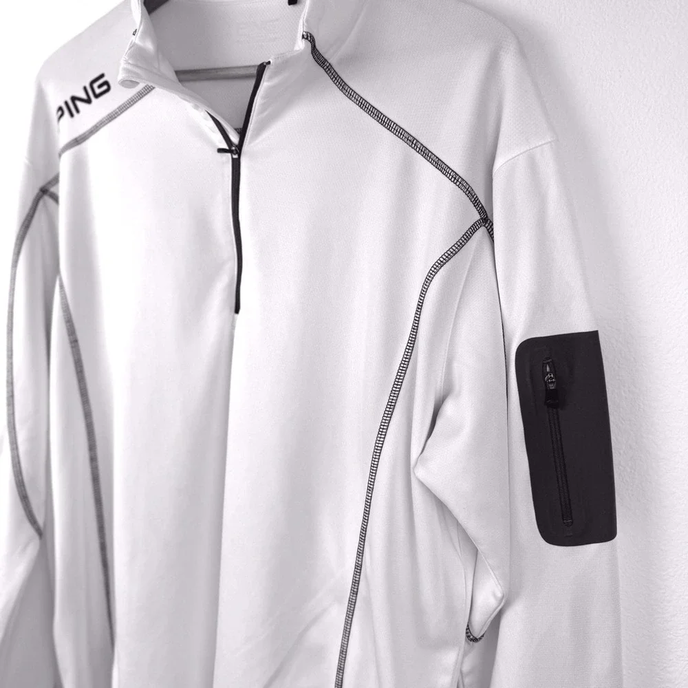 PING Quarter Zip Pullover Mens XL White Excellent Golf Athletic Outdoor